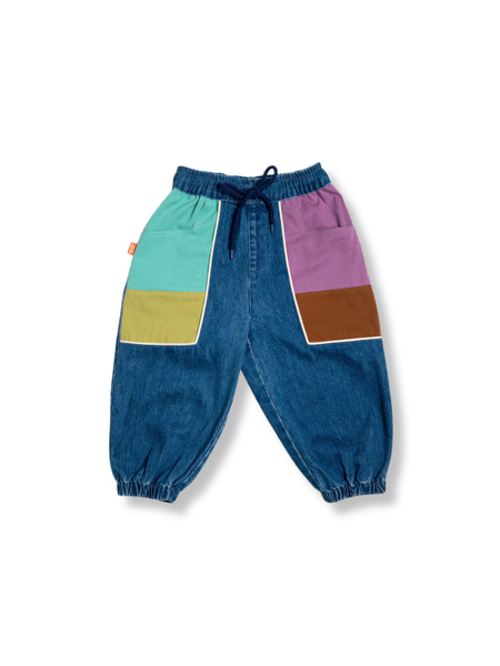 Colour Block Denim Pants