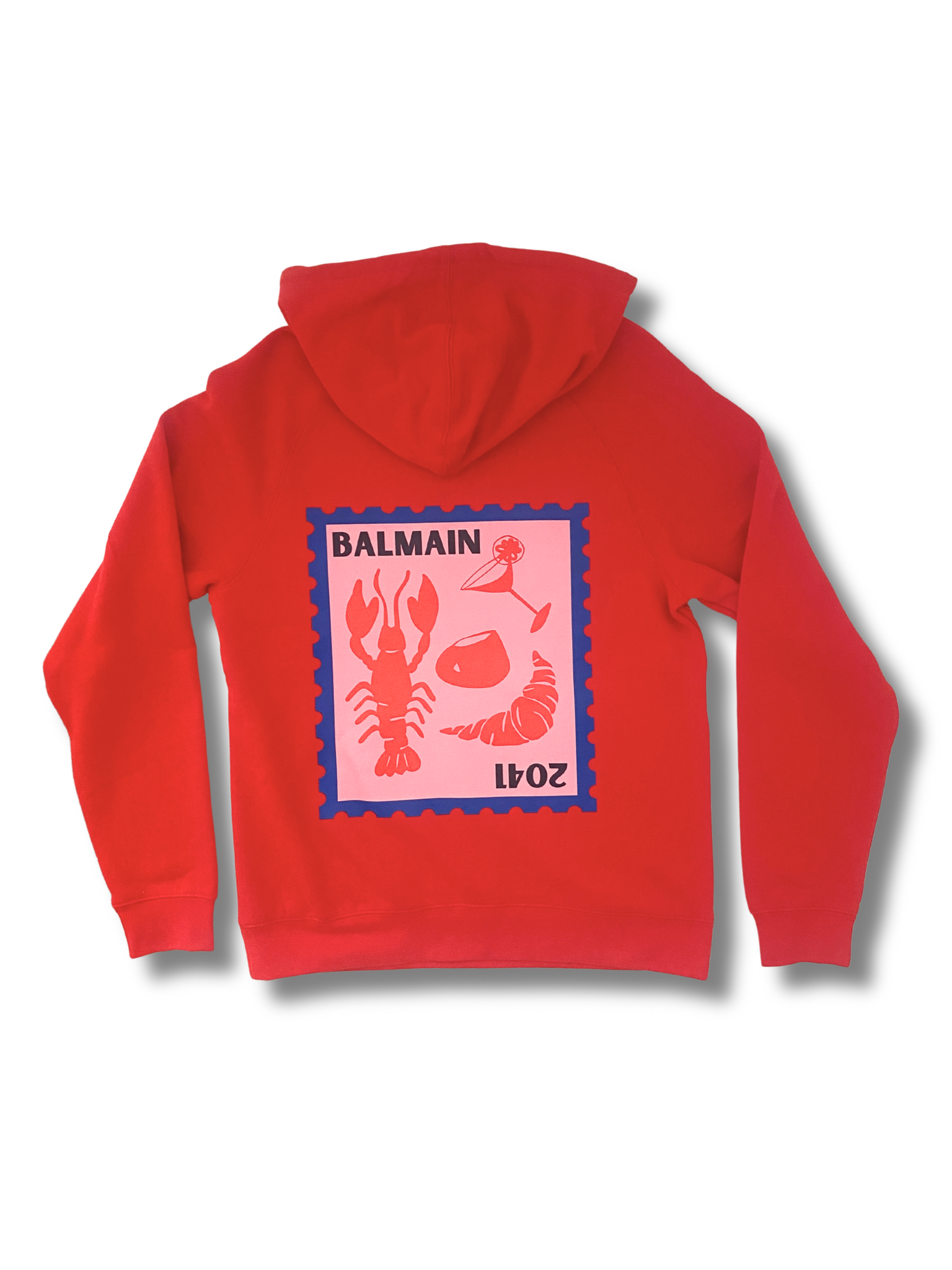 Balmain Stamp Logo  Hoodie - Chili Red