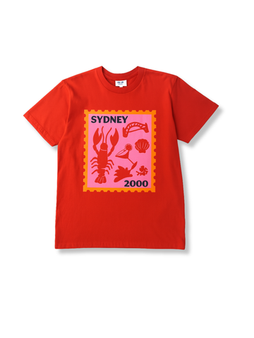 Sydney Stamp Logo T-Shirt - Coral Red