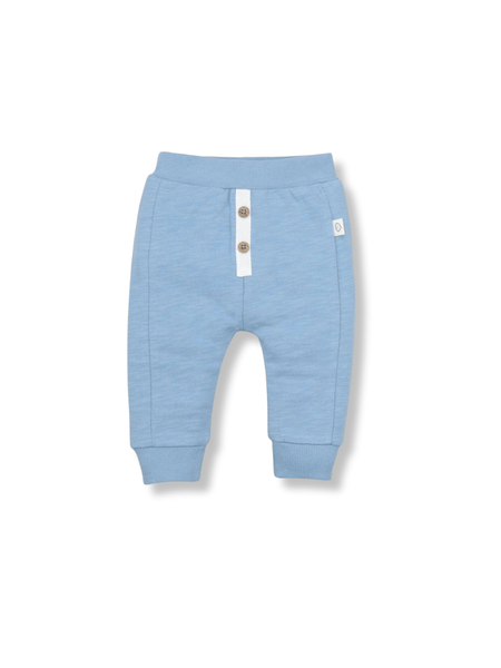 Organic Cotton Waffle Button Pants - Sky Blue
