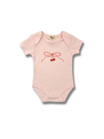 Sweet Cherry Bow Bodysuit - Pink
