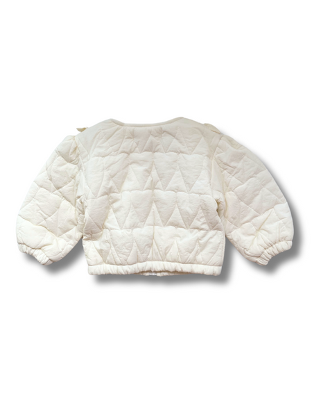 Quilted Baby Jacket With Frill - Cream