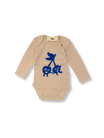 Blue Cherries Long Sleeve Bodysuit