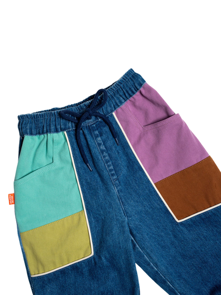 Colour Block Denim Pants