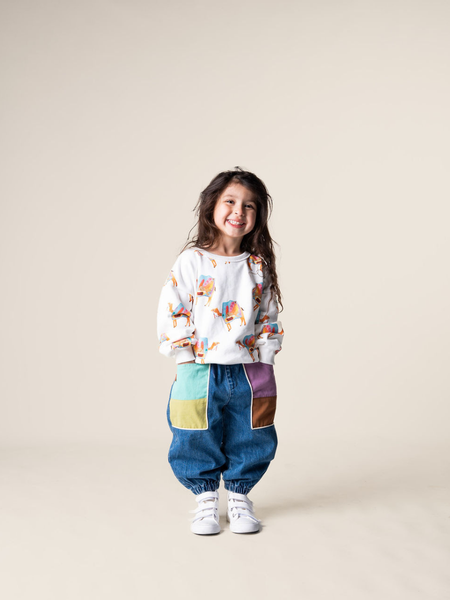 Colour Block Denim Pants