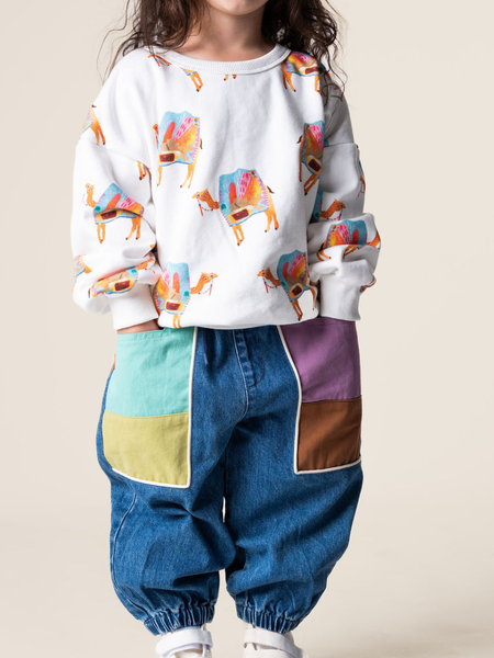 Colour Block Denim Pants