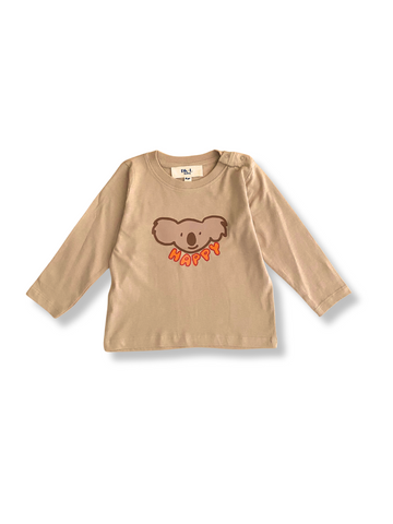 Happy Beige Koala Long Sleeve T-Shirt