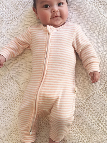 Comfy Baby Zip Growsuit - Pink Heather