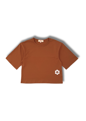 Relaxed Boxy Crop Tee Toffee