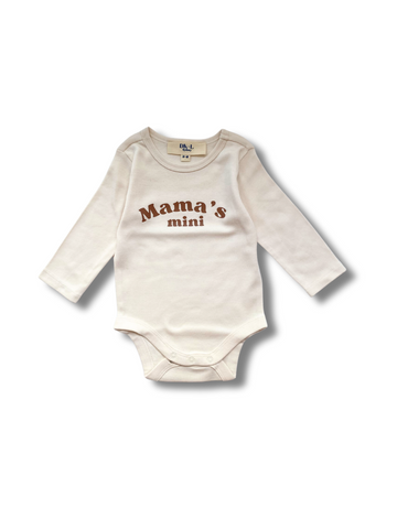 Mama's Mini Long Sleeve Bodysuit - Cream Beige