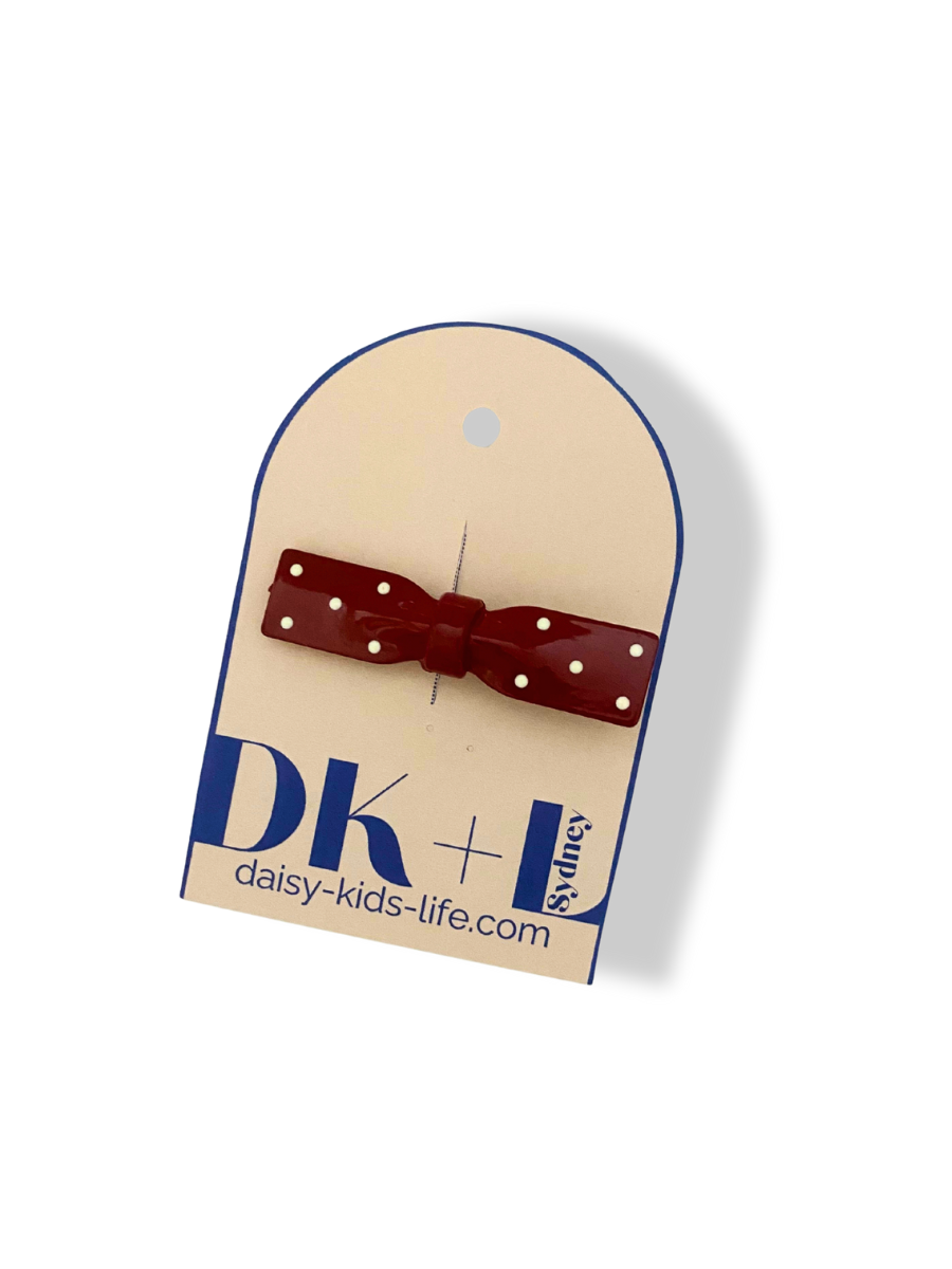 Cherry Red Polka Dot Bow Tie Hair Clip
