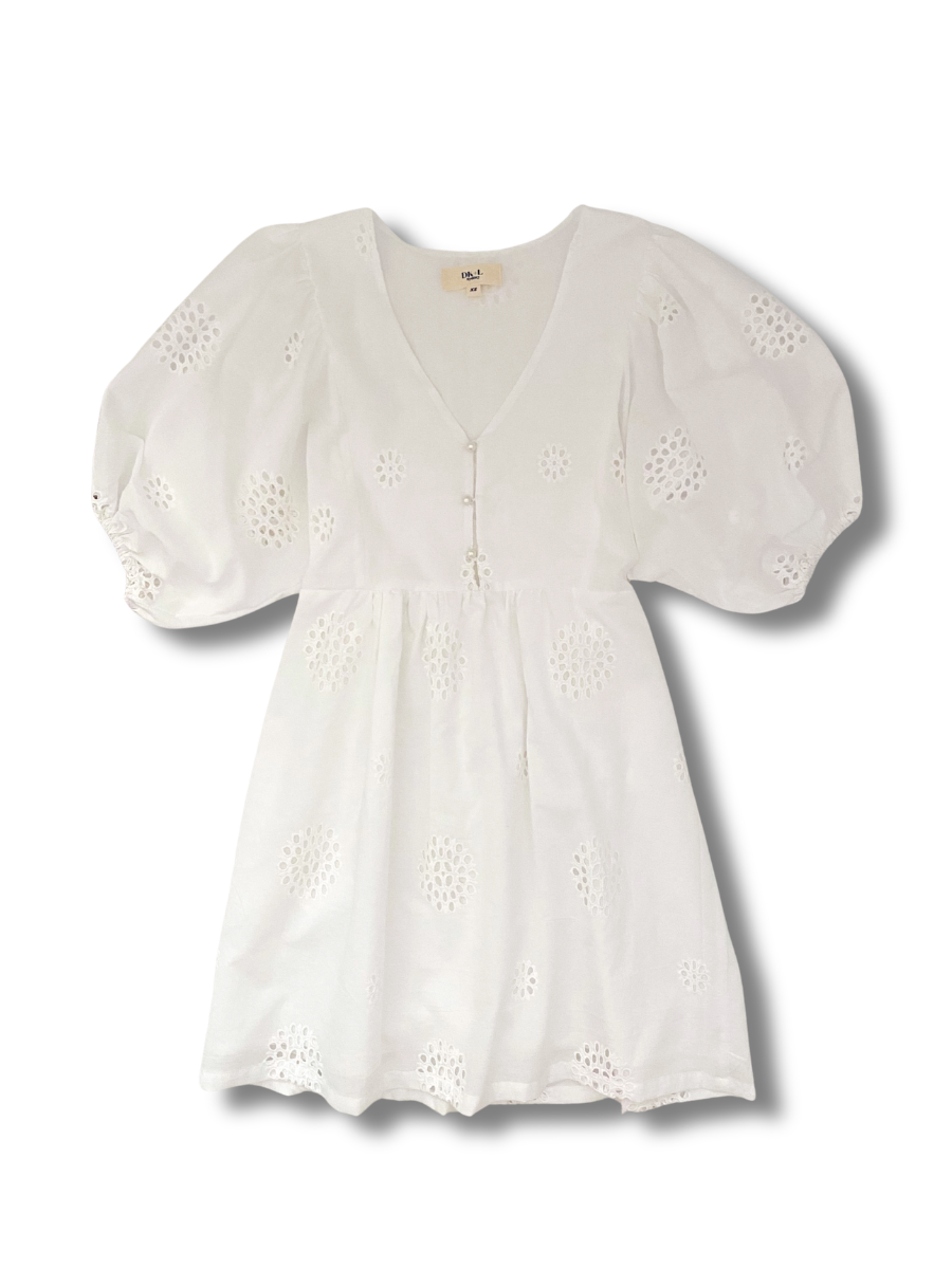 chinese dress ladies Linen Blend Shift Dress Off White / Medium