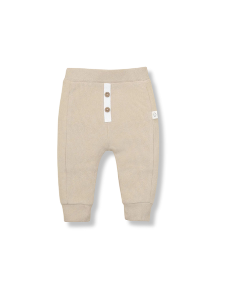 Organic Cotton Waffle Button Pants - Oat
