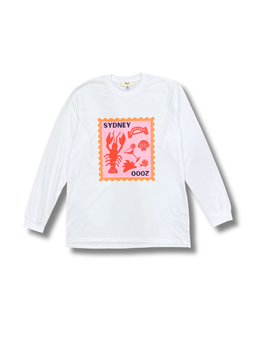 Sydney Stamp Long Sleeve T-Shirt - White