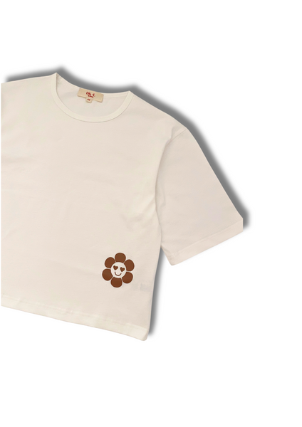 Relaxed Boxy Crop Tee Natural