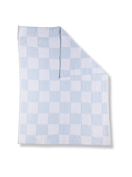 Chenille Checkered Blanket - Blue