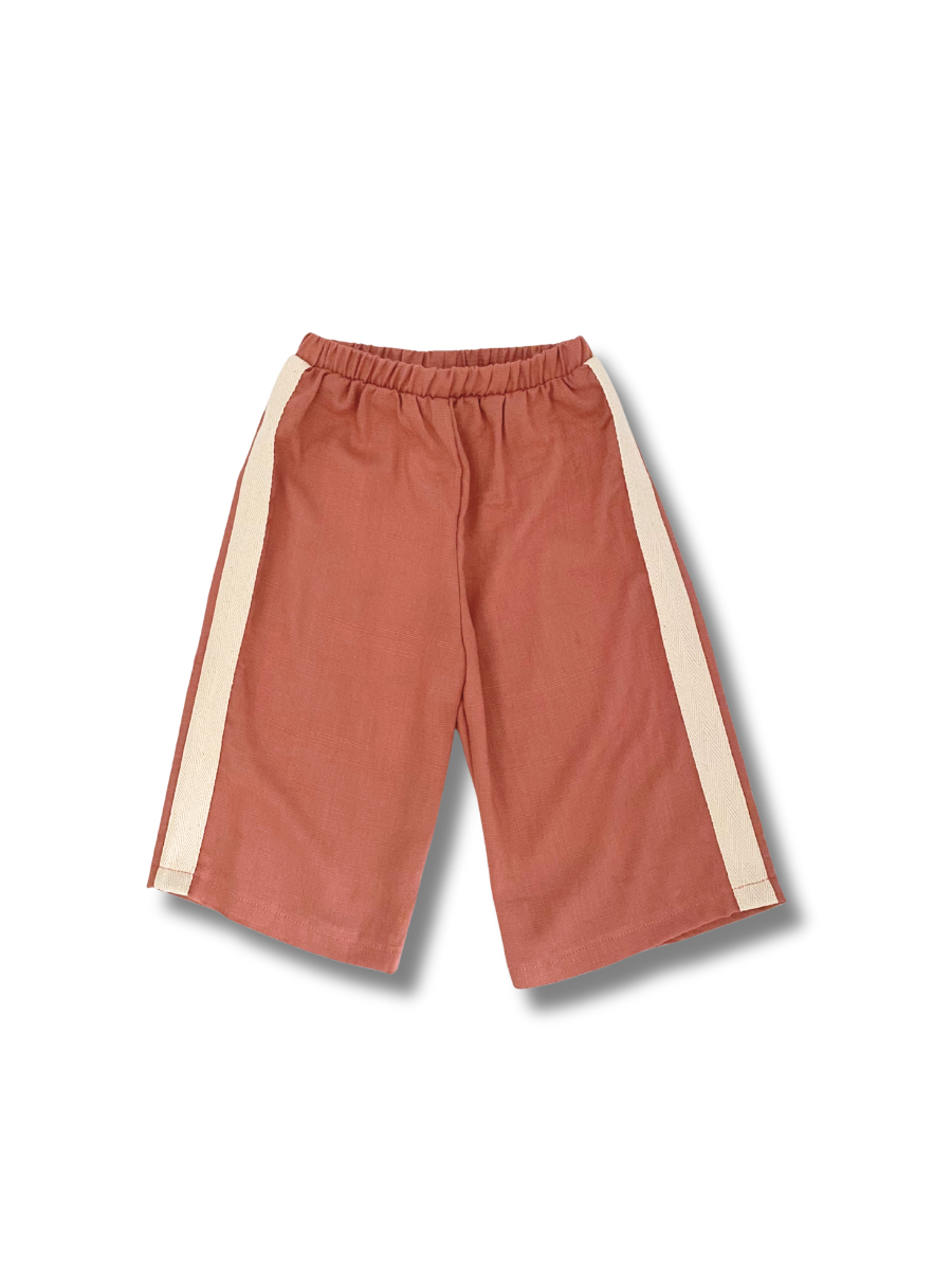 Wide Leg Side Stripe Slacks - Pink Musk