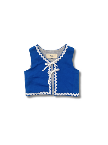 Saint-Tropez Linen Baby Vest - Royal Blue