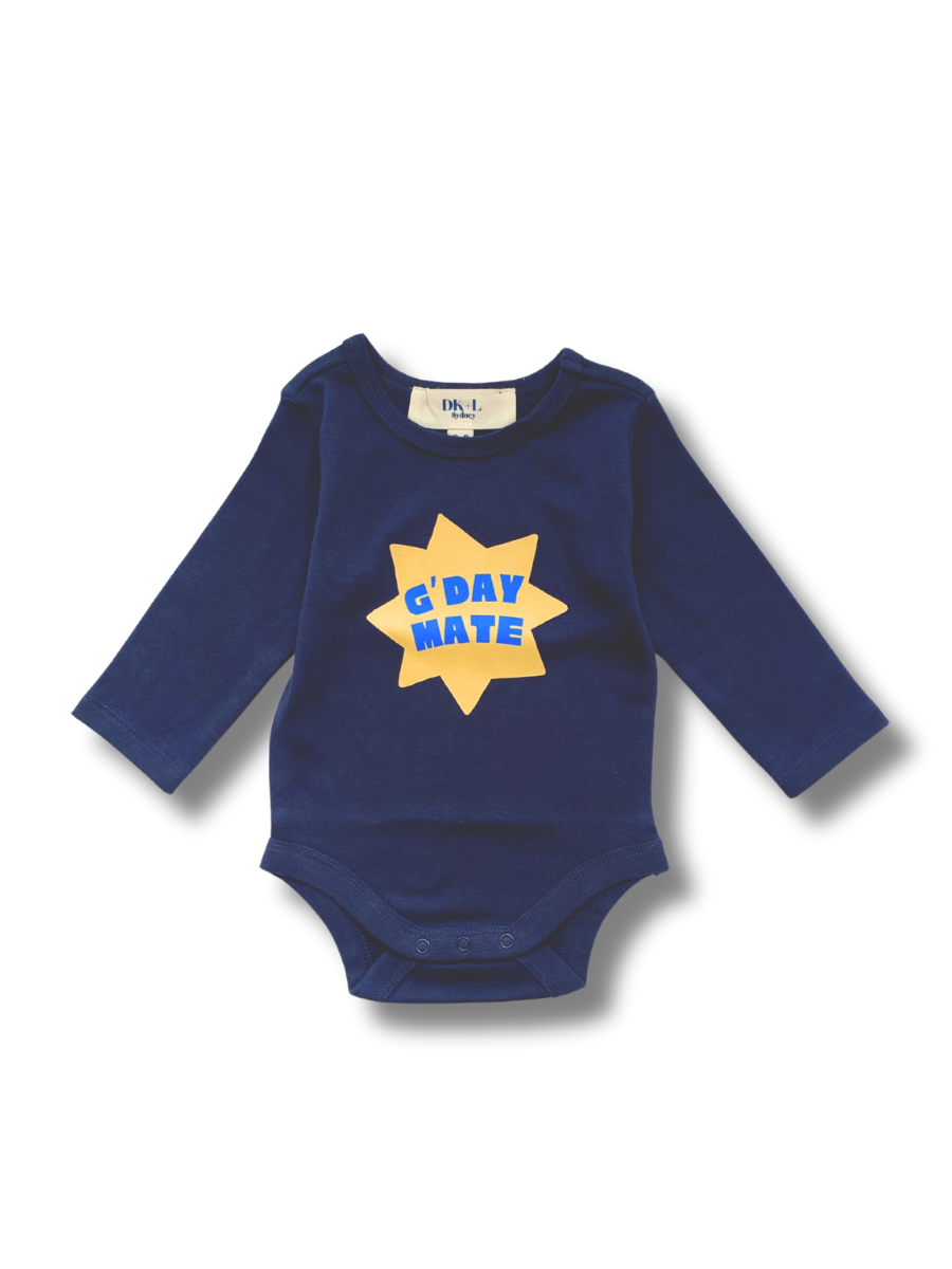 G'day Mate Star Long Sleeve Bodysuit - Navy