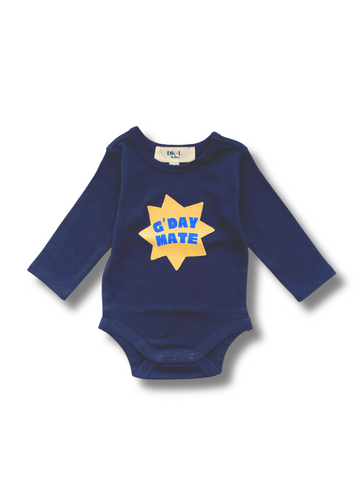 G'day Mate Star Long Sleeve Bodysuit - Navy
