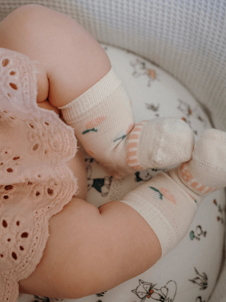 Rosa - Merino Wool Crew Baby Socks