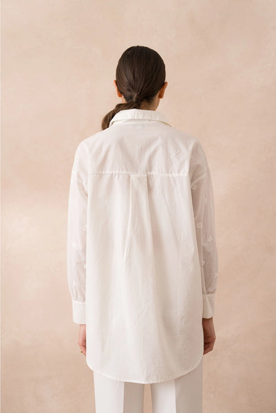White Embroidered Cotton Shirt