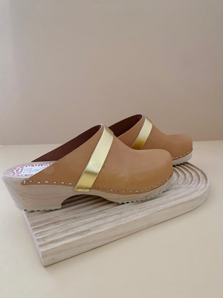 Swedish Clogs Malmö Beige & Gold