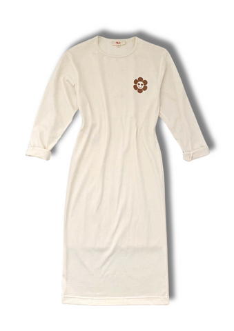 Relaxed Long Sleeve Midi Dress Natural