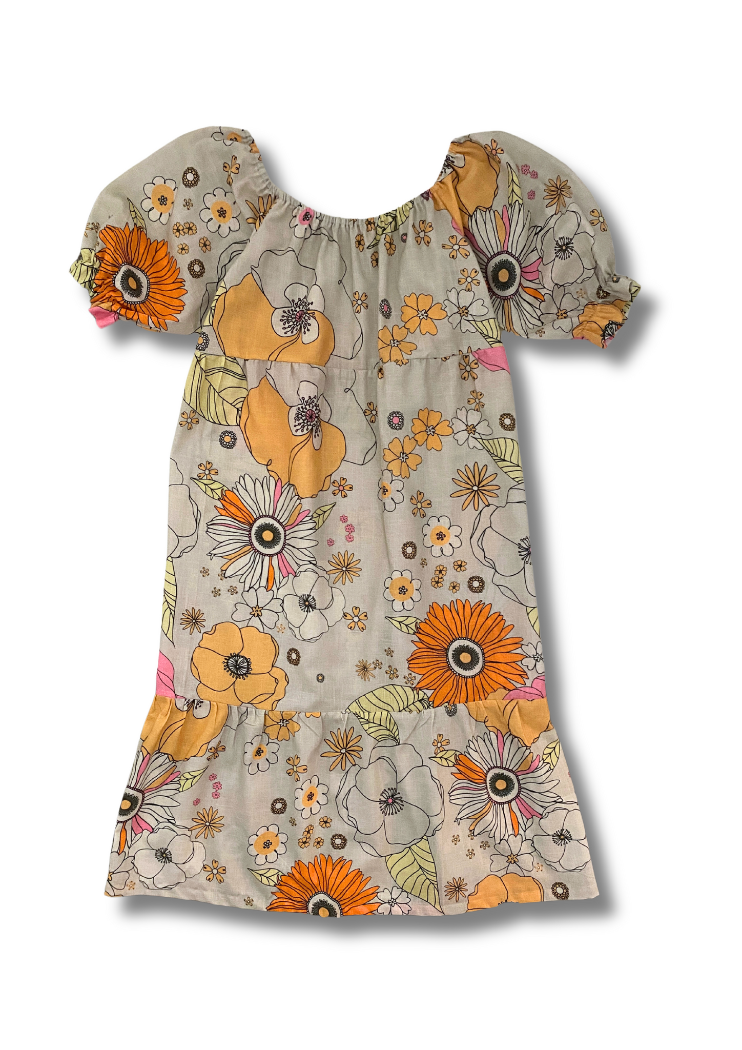 Freja Midi Smock Dress Retro Floral –
