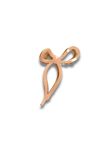 Glossy Bow Hair Claw - Pink Beige