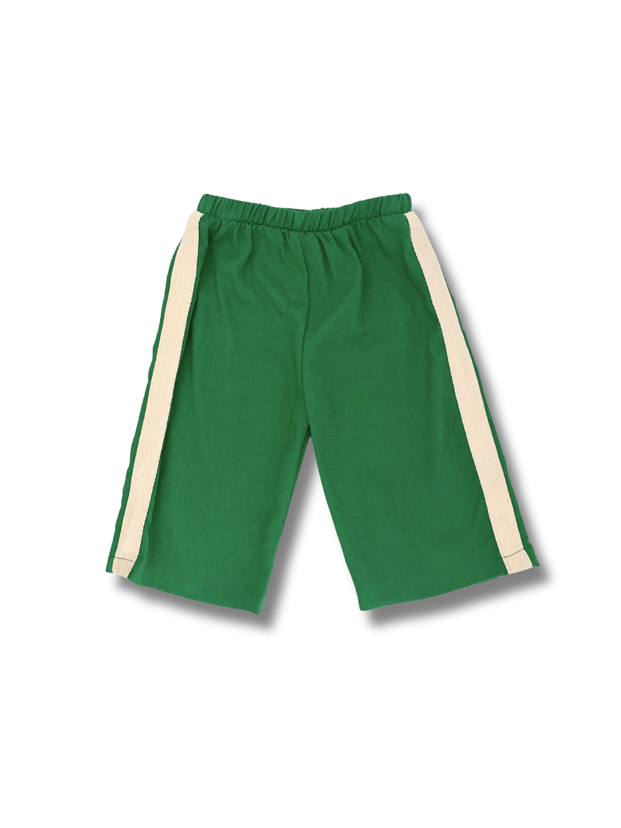 Wide Leg Side Stripe Slacks -Green