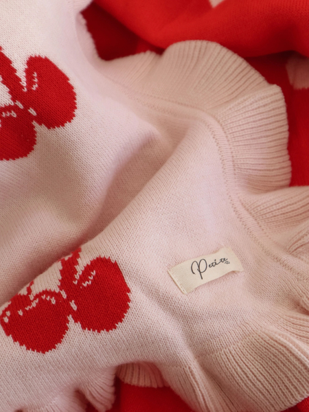 Cherry Bow Frill Reversible Blanket