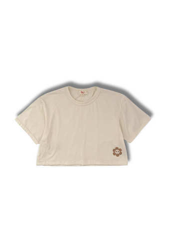 Relaxed Boxy Short Crop Tee Natural