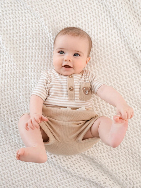 Organic Cotton Waffle Shorts - Oat