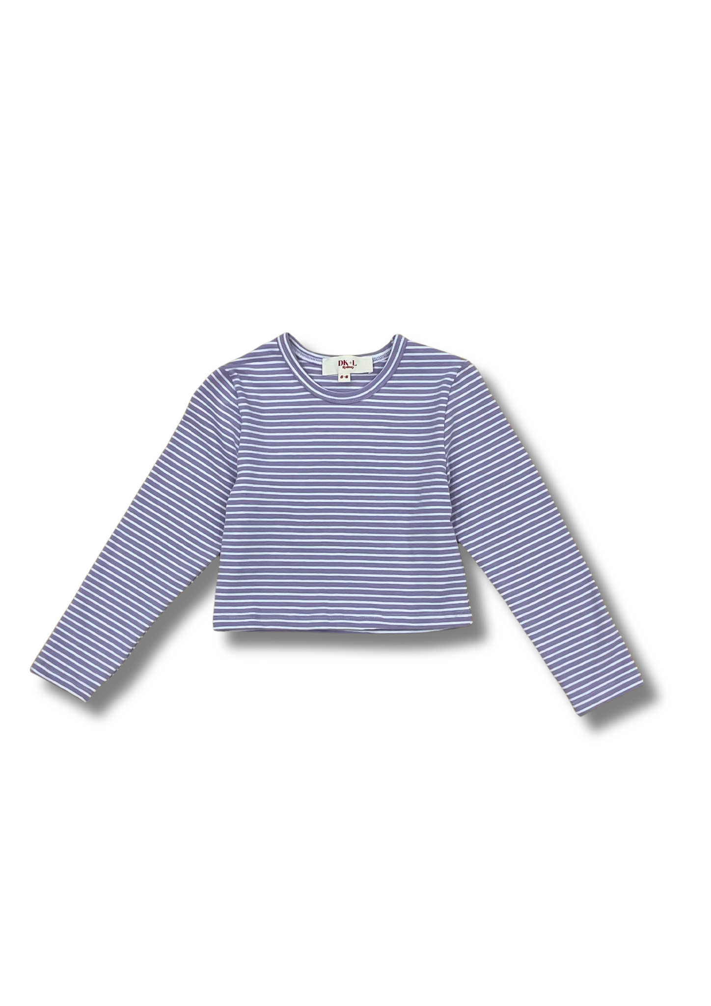 Long Sleeve Stripe Crop Top Lilac