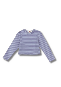 Long Sleeve Stripe Crop Top Lilac