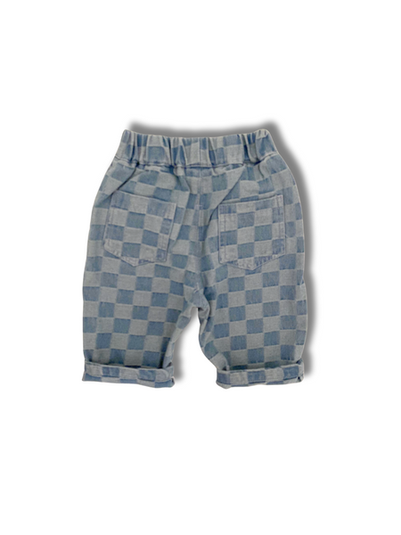 Baby Slouchy Checkered Denim Jeans