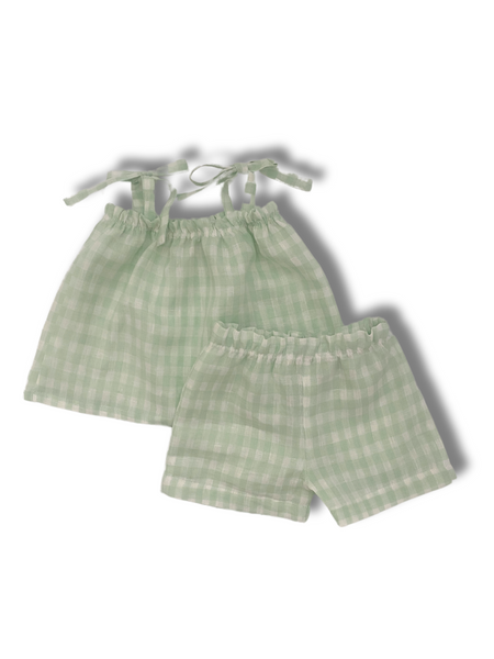Mint Gingham Tie Up Top