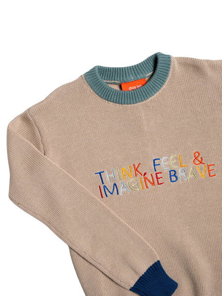 Imagine Brave Embroidered Knit Sweater