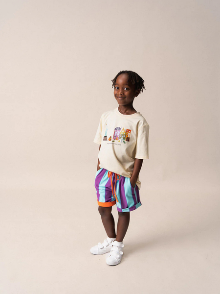 Shorts Purple & Aqua Stripes