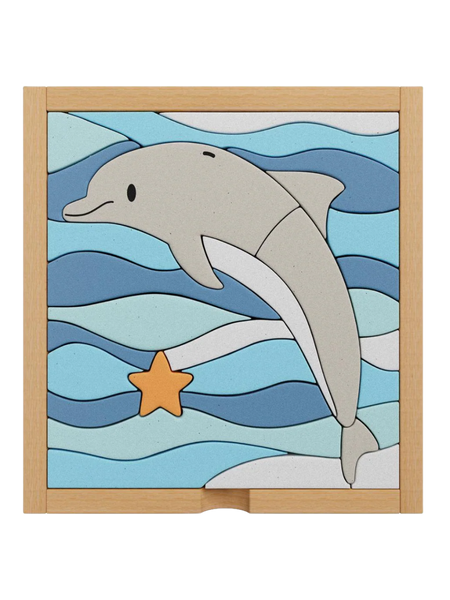 Darel The Dolphin Wooden Block Puzzle