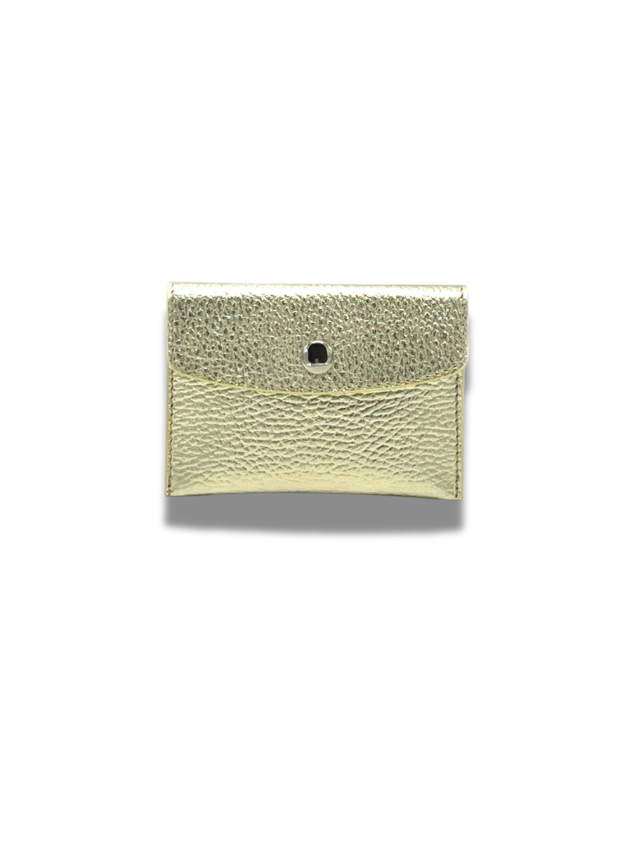 Gia Leather Coin & Card Purse - Metallic Gold