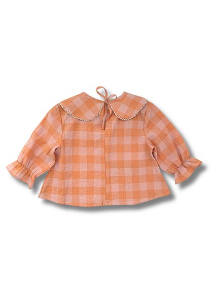 Gingham girls blouse with Collar