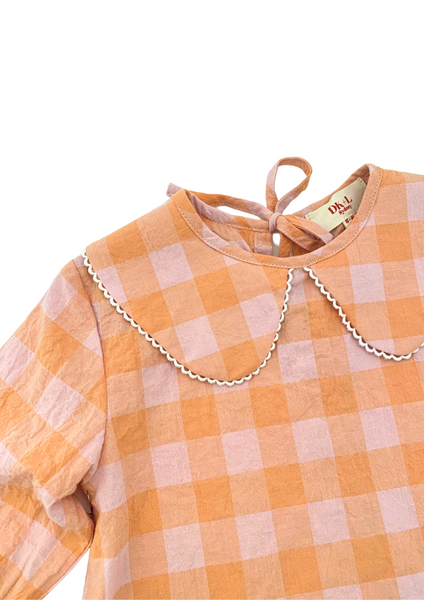 Gingham girls blouse with Collar