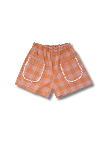 Gingham Shorts With Scalloped Pockets