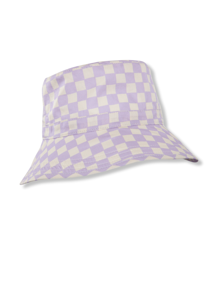 Lavender Checks Broad Brim Bucket Hat
