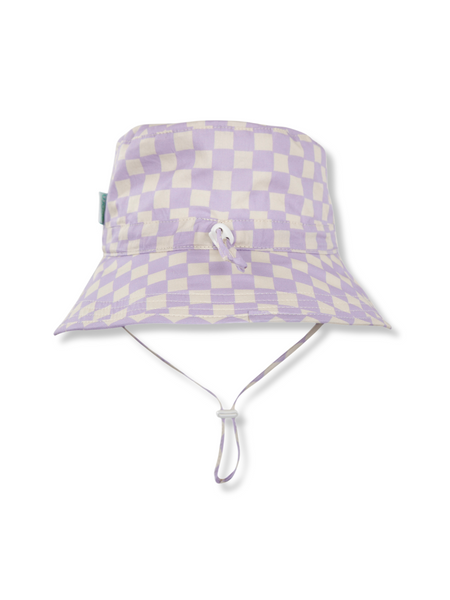 Lavender Checks Broad Brim Bucket Hat