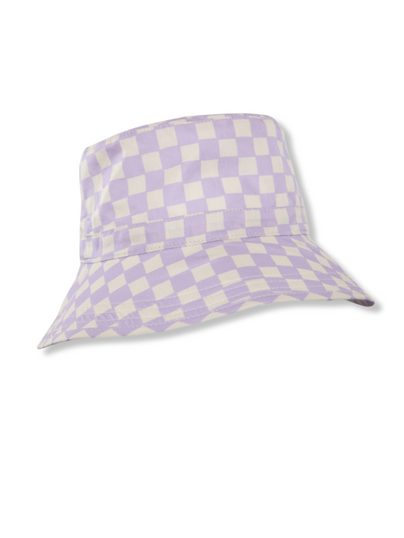 Lavender Checks Broad Brim Bucket Hat