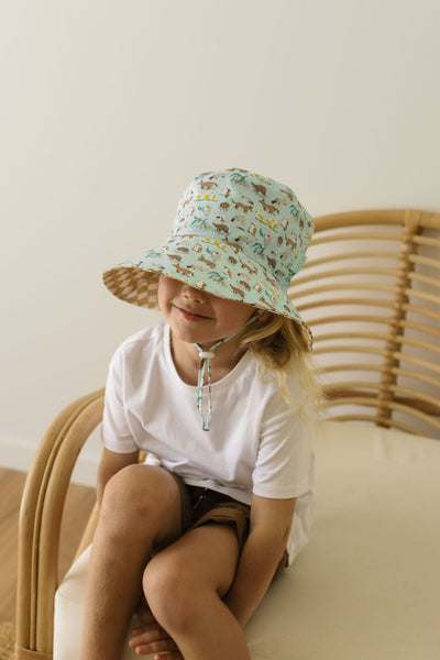 Aussie Bush Friends Wide Brim Bucket Hat