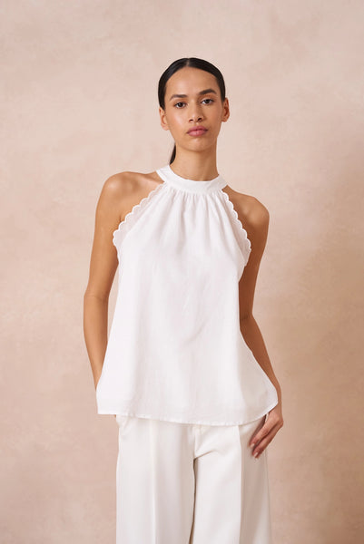 Bow Detail Sleeveless Top – Snow